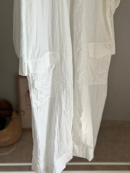 Lightweight oversized white duster coat