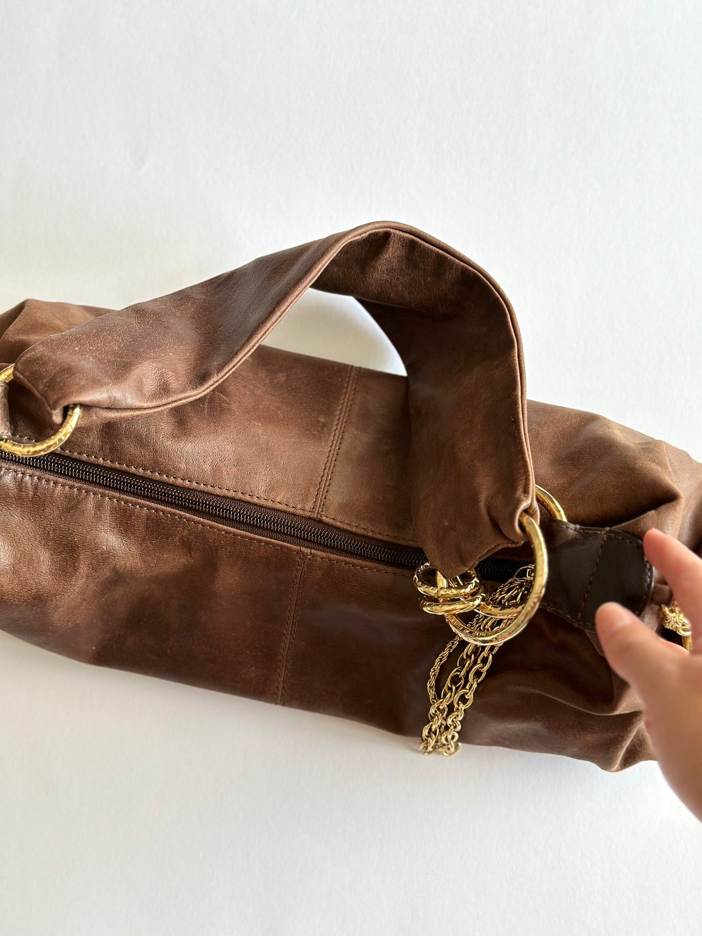 Stylish vintage distressed leather bag