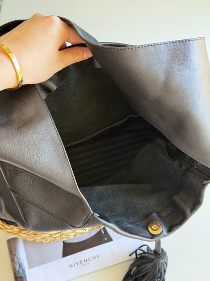 Vintage leather/straw bag