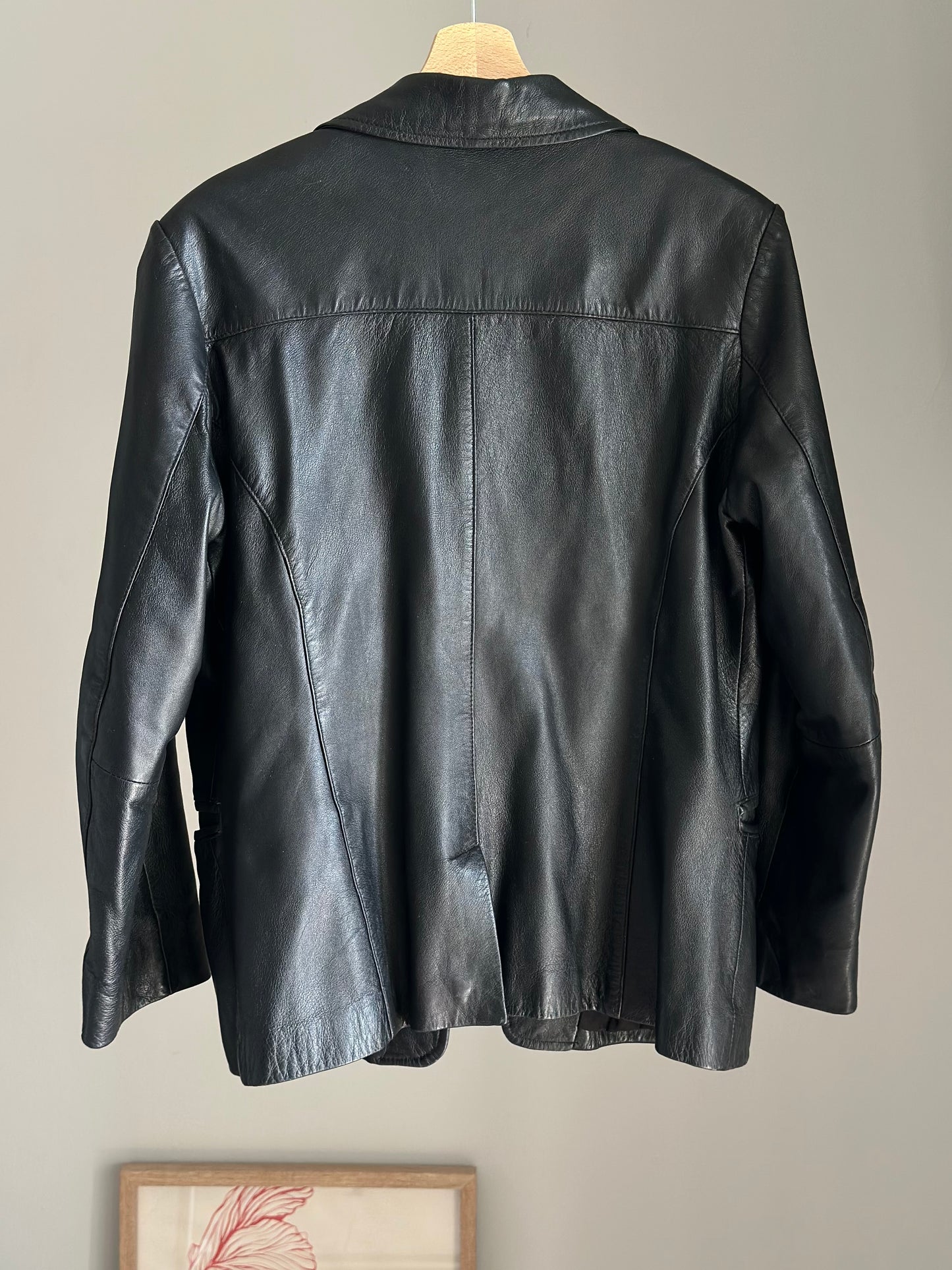 Vintage black nappa leather blazer 90s