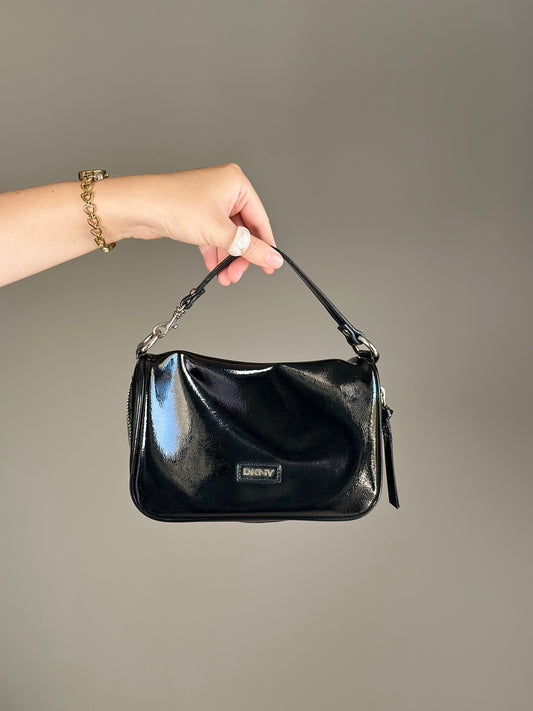 Glossy black vintage bag from DKNY