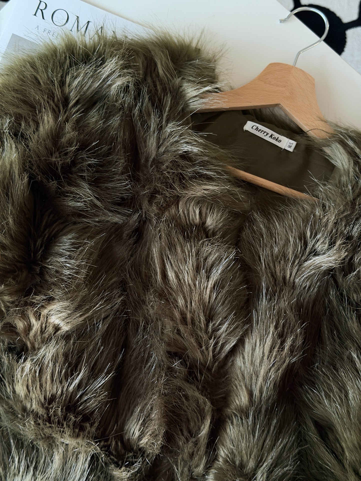 Luxurious faux fur green jacket