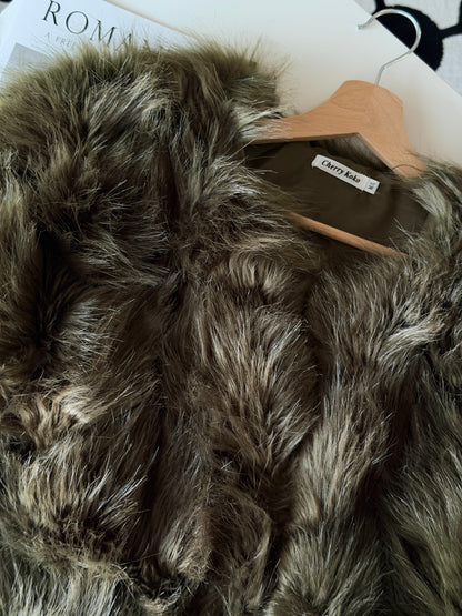 Luxurious faux fur green jacket