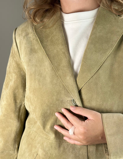 Beautful light olive green suede coat