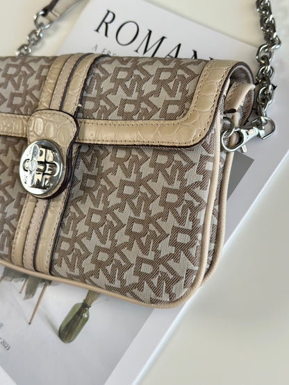 Sophisticated vintage DKNY beige shoulder bag from 2000s