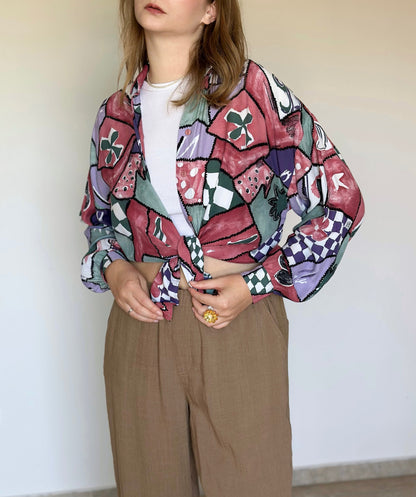 Bold vintage viscose blouse