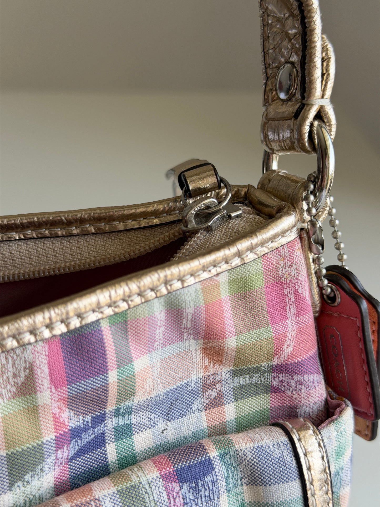 Vintage Coach plaid shoulder bag