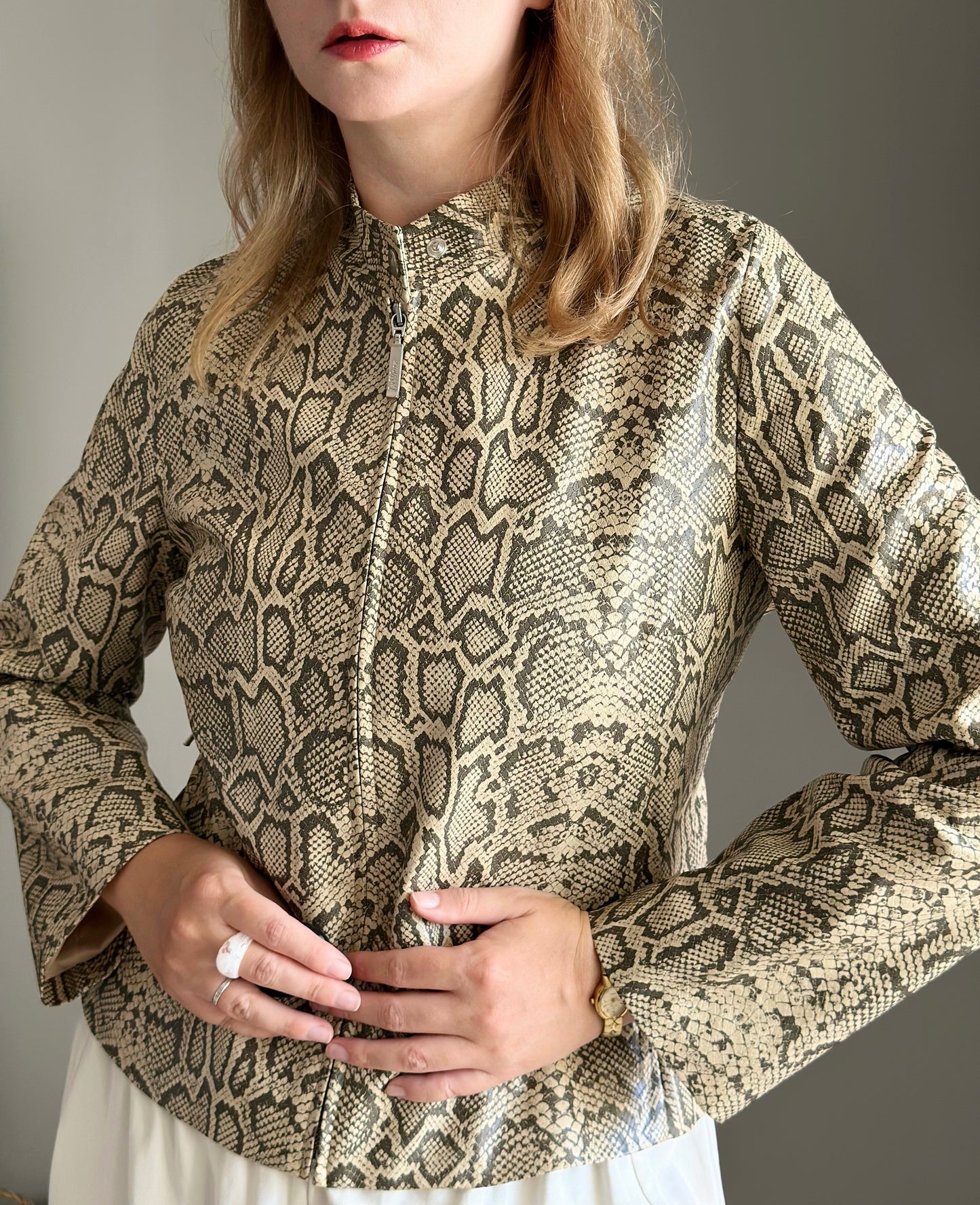 Amazing vintage snake-print faux leather jacket