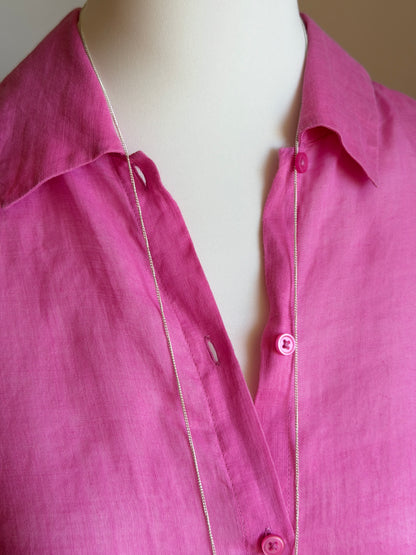Pink ramie oversized shirt