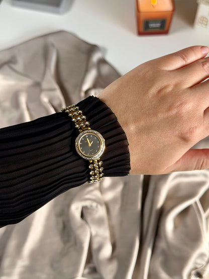 Elegant vintage gold-tone watch EverSwiss with black dial