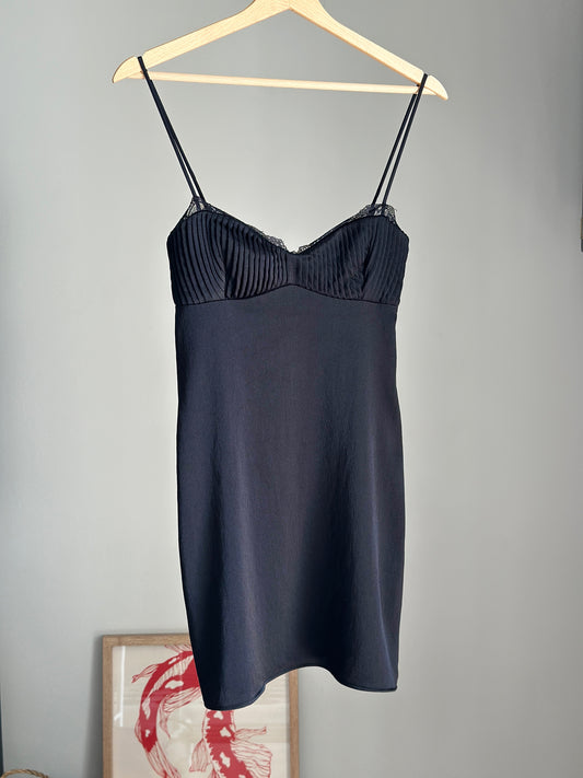 Sleek black slip dress Zara