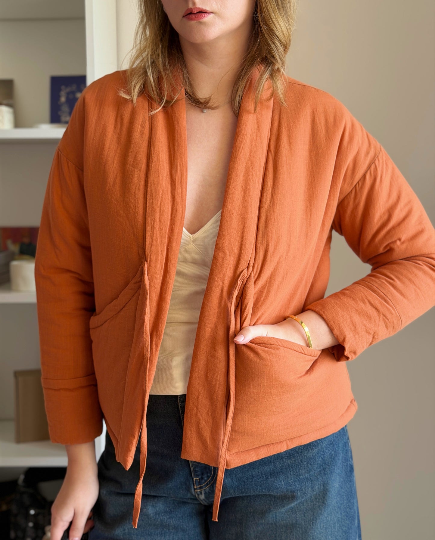 Quilted terracotta jacket