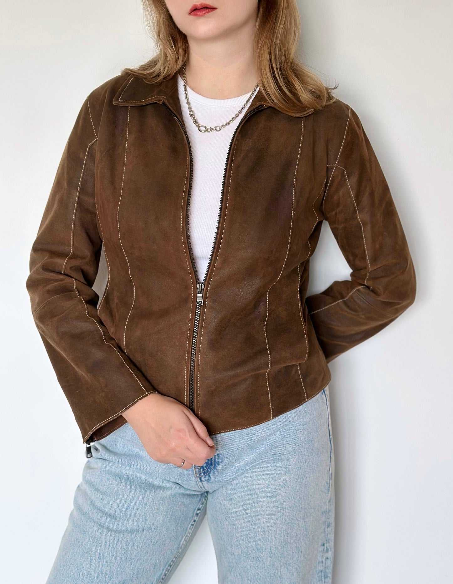 Vintage 100% leather distressed jacket