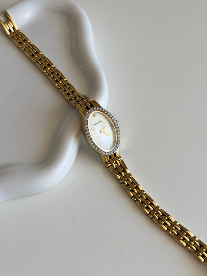 Amazing vintage gold-tone watch Accurist with crystals