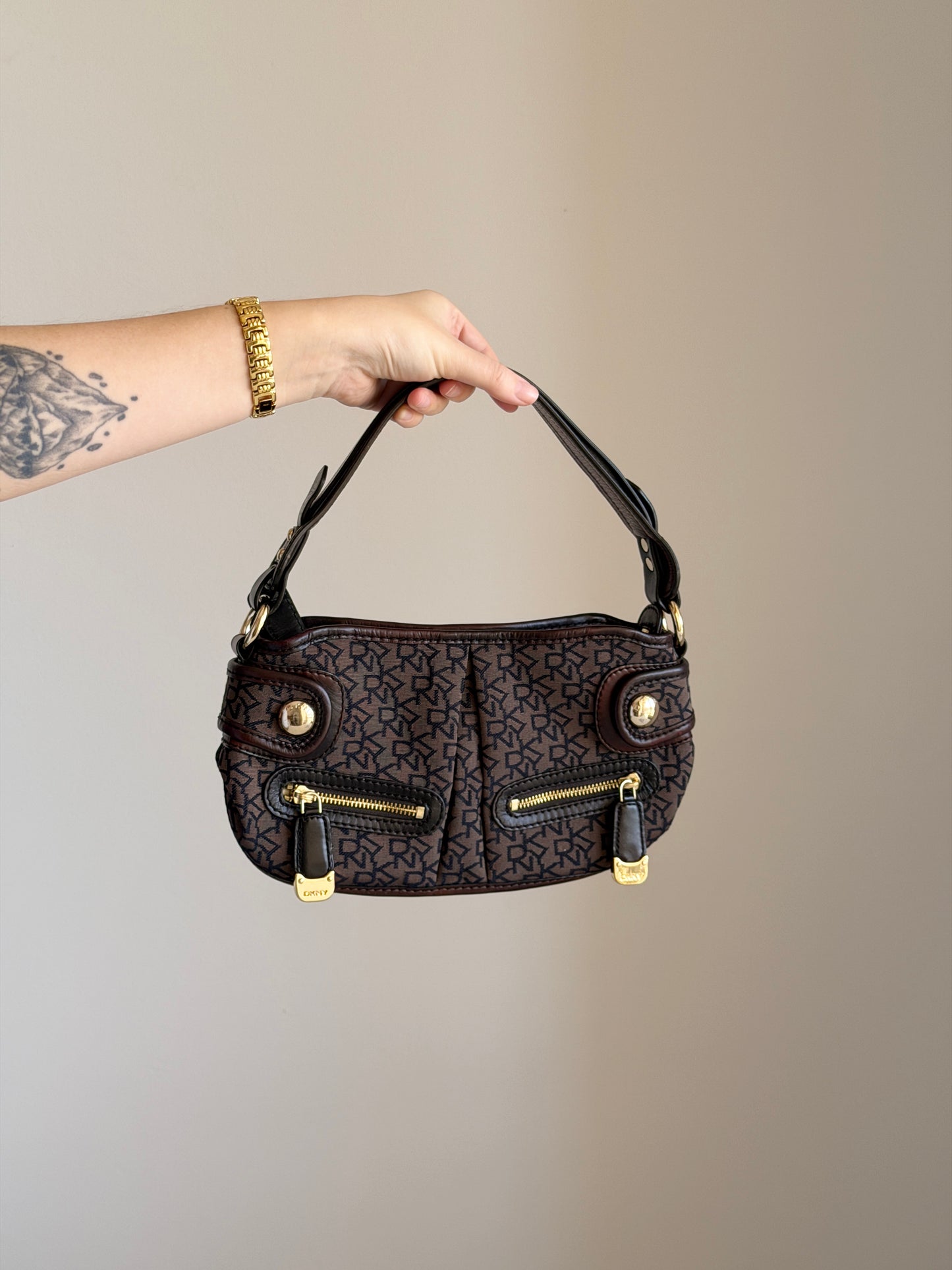 Vintage DKNY bag in signature brown monogram