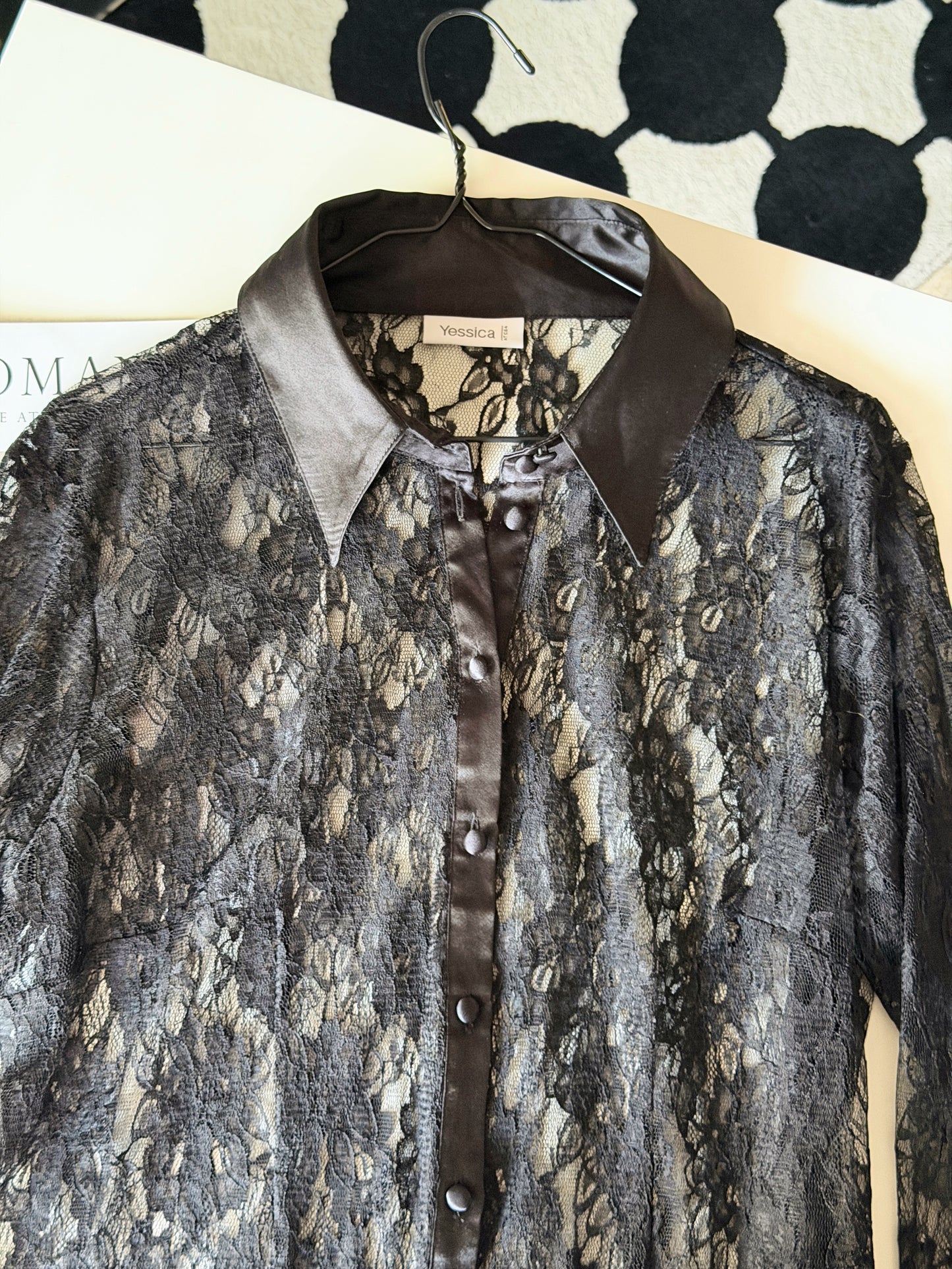 Sophisticated black lace blouse by Yessica