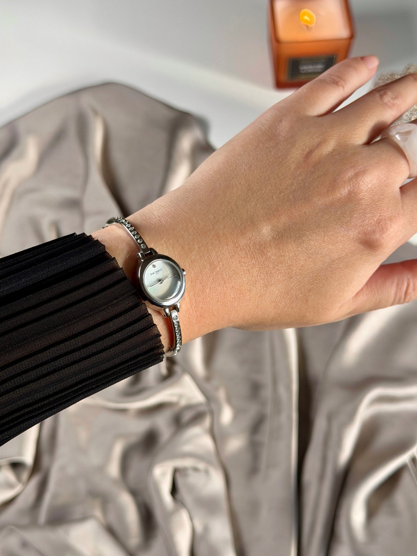 Delicate vintage watch with sparkling stones bracelet