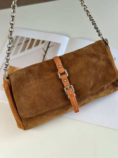Beautiful caramel suede shoulder bag