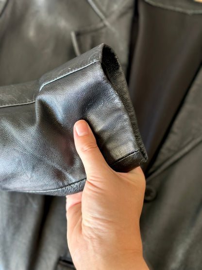 Vintage black nappa leather blazer 90s