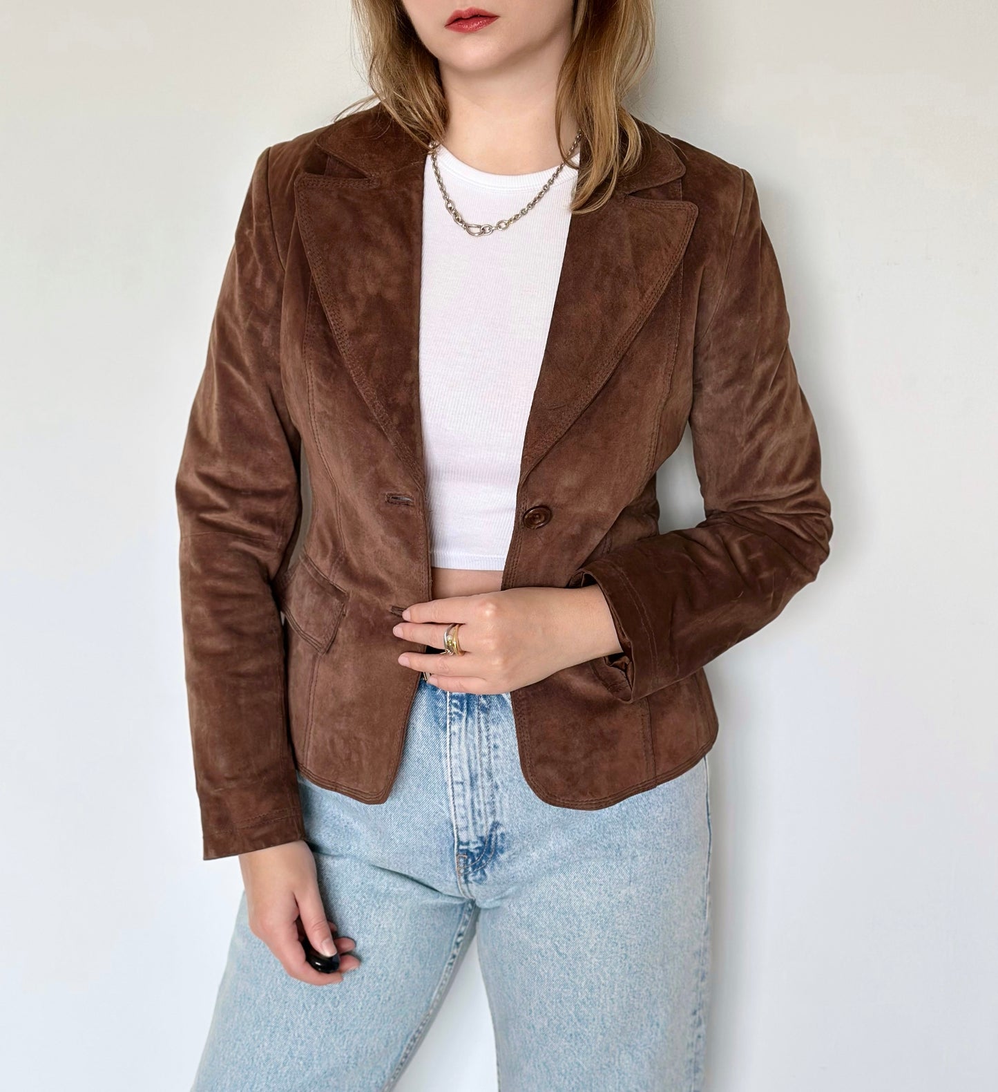 Stylish vintage 100% leather brown jacket