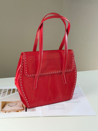 Vintage red patent leather handbag Pollini