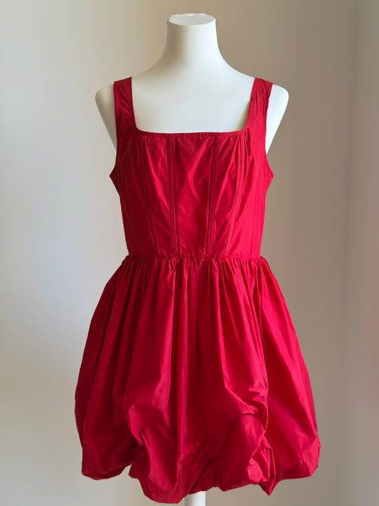 Red bubble hem mini dress