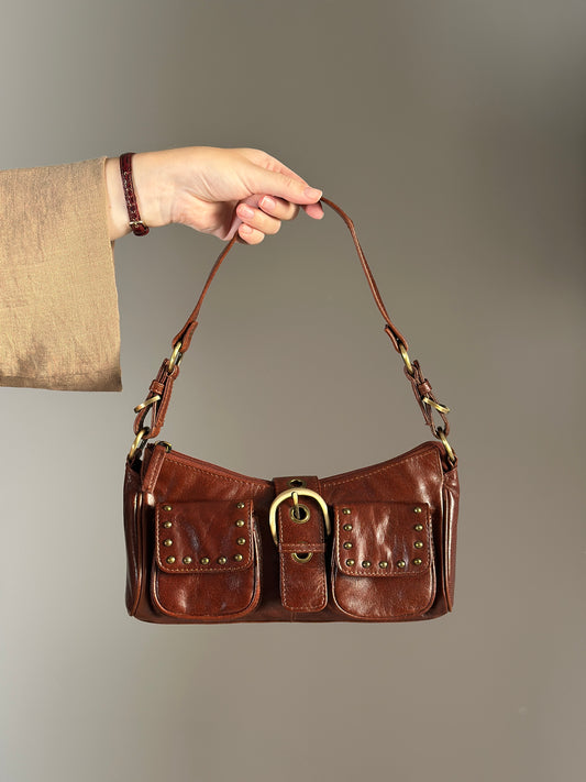 Brown leather shoulder bag