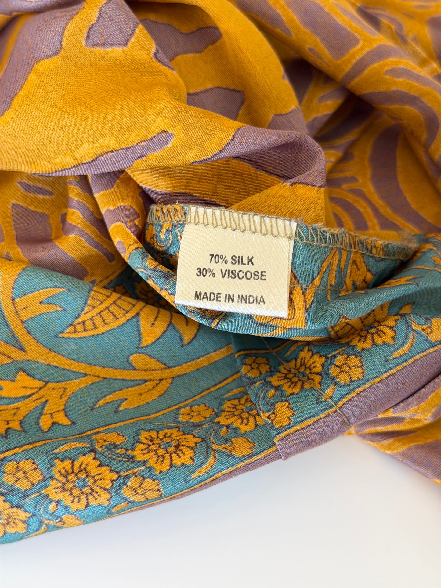 Silk blend bohemian tie-front top