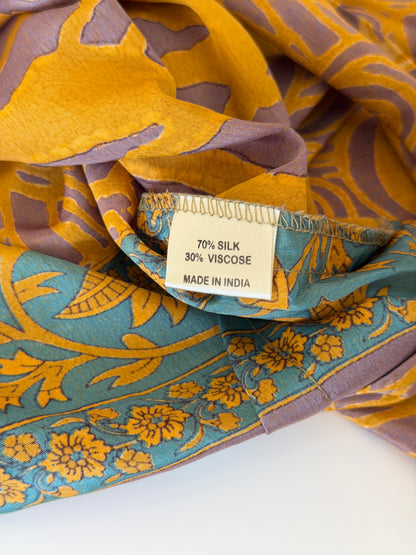 Silk blend bohemian tie-front top