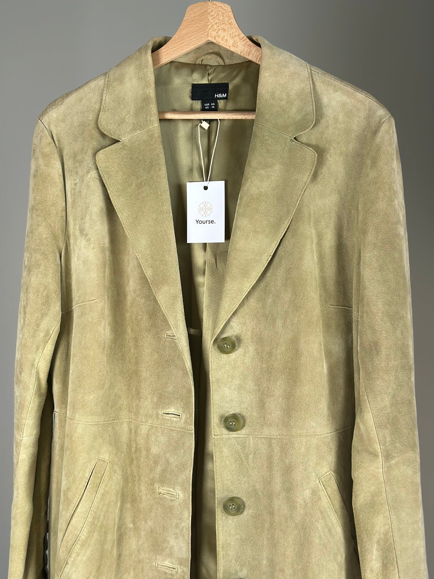 Beautful light olive green suede coat