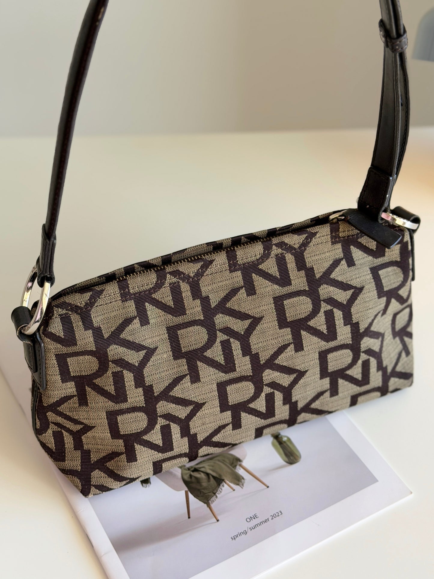 Lovely vintage DKNY shoulder bag with monogram print