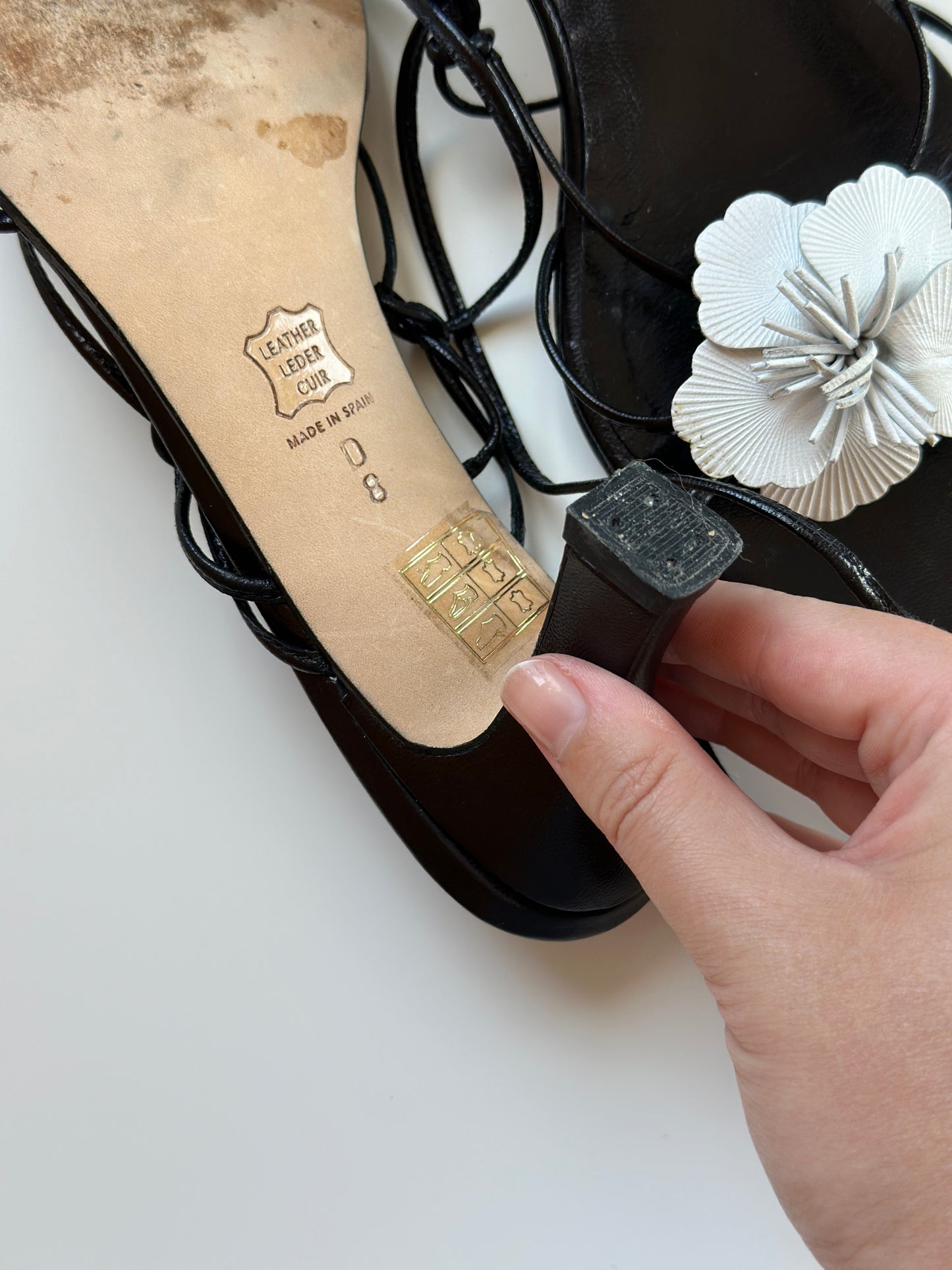 Vintage leather heeled sandals