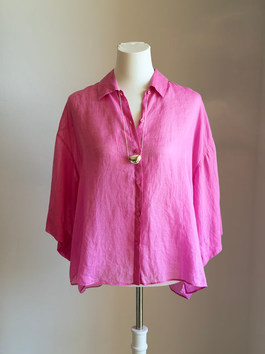 Pink ramie oversized shirt