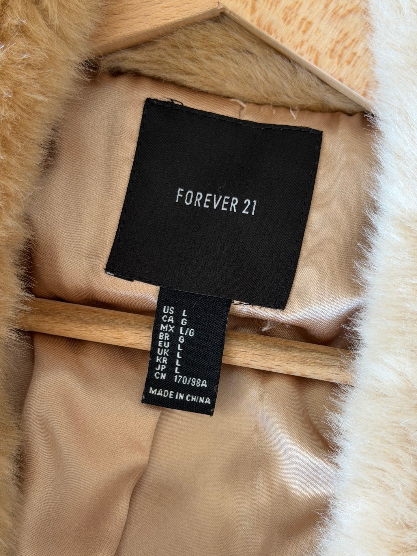 Chic beige faux fur midi coat