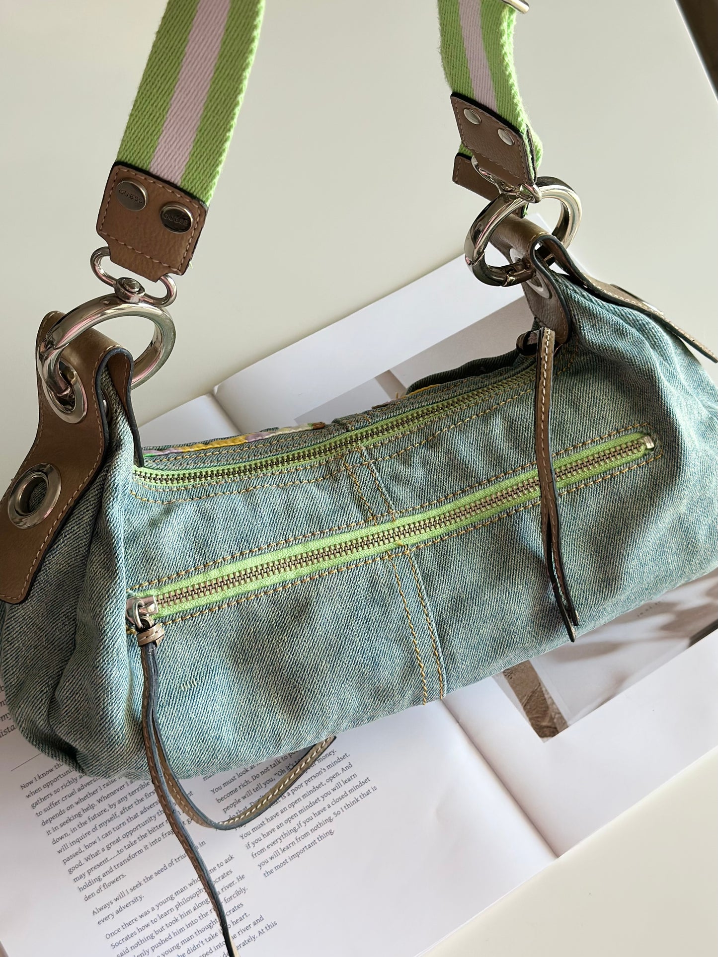 Rare vintage playful denim bag by Guess