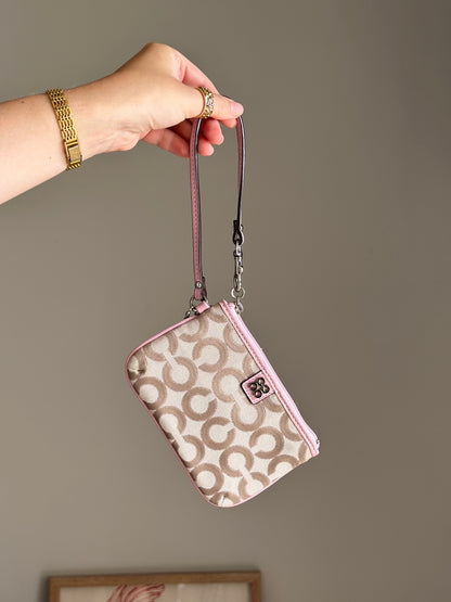 Lovely Y2K Coach beige/pink wristlet