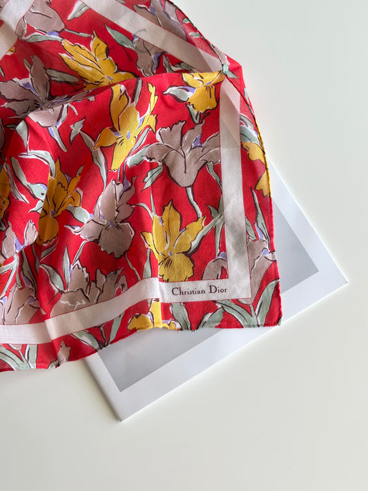 Vibrant vintage cotton scarf by Christian Dior