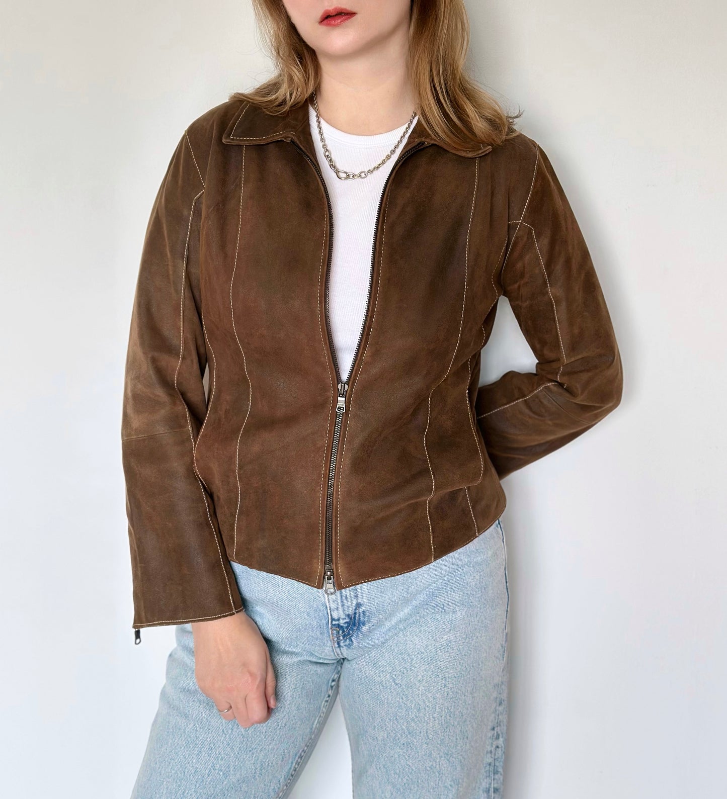 Vintage 100% leather distressed jacket