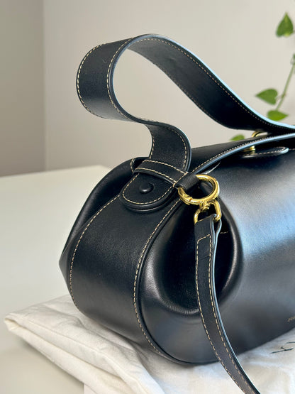 Stunning Yuzefi Loaf Bag crafted from black leather