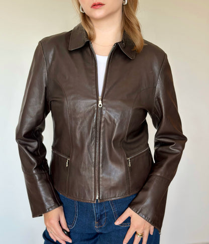 Vintage real leather brown jacket