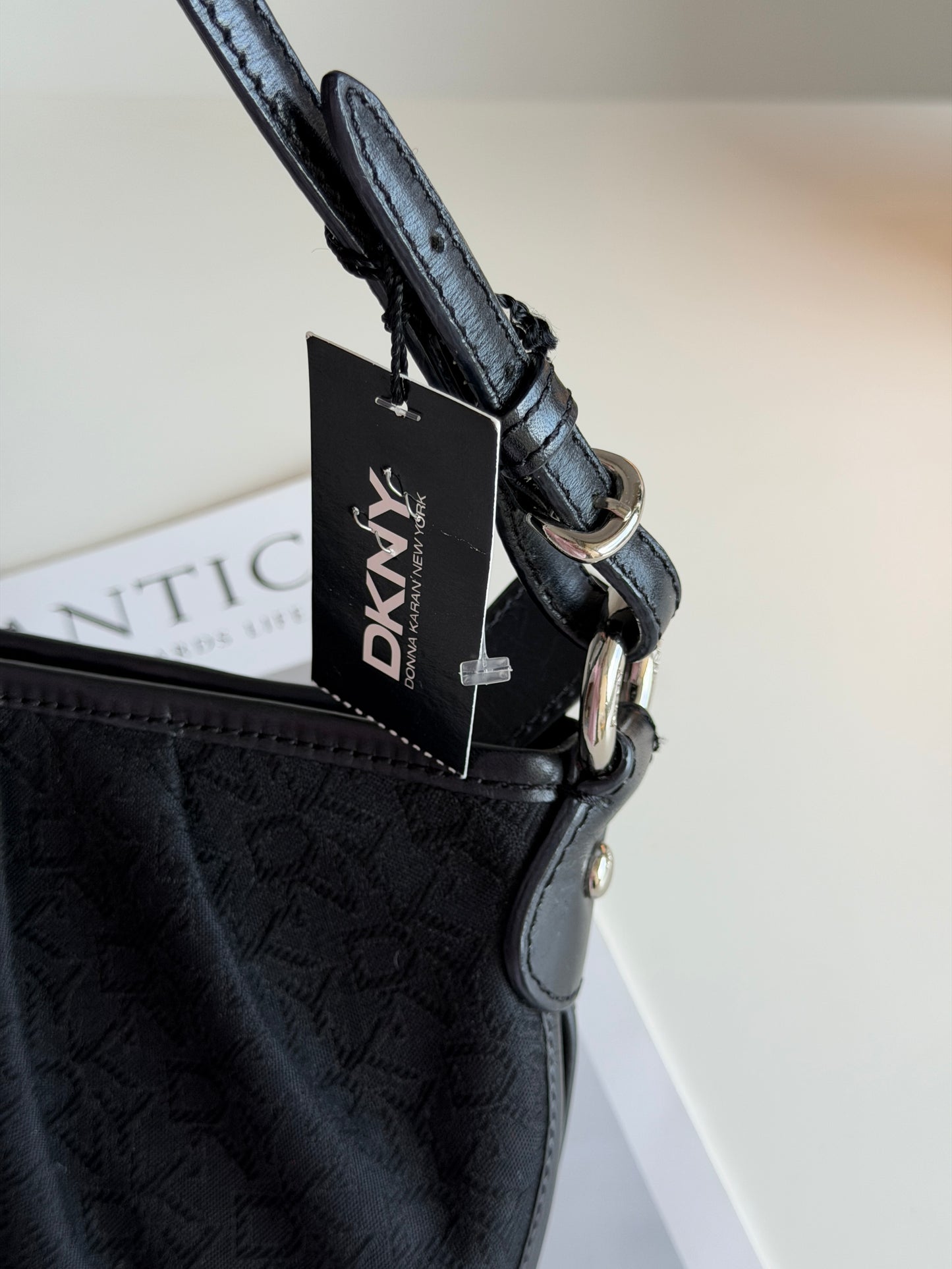 Authentic vintage DKNY black baguette bag