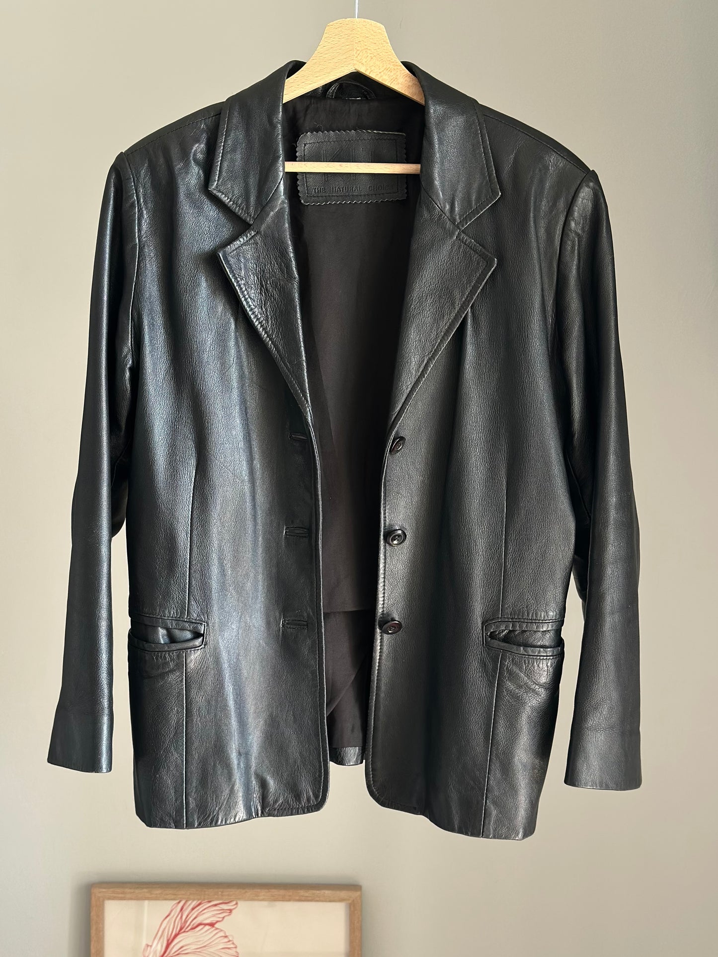 Vintage black nappa leather blazer 90s