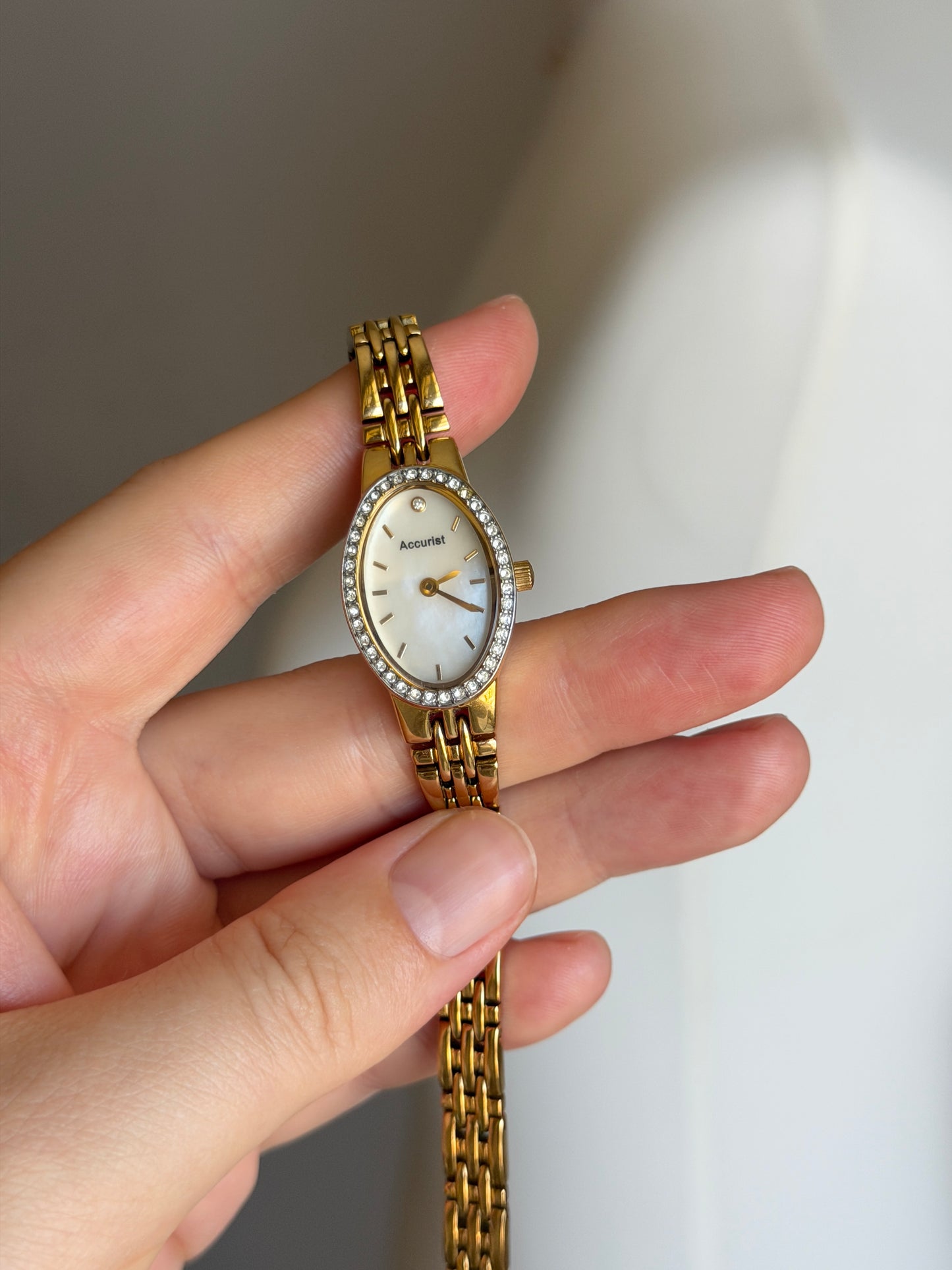 Amazing vintage gold-tone watch Accurist with crystals