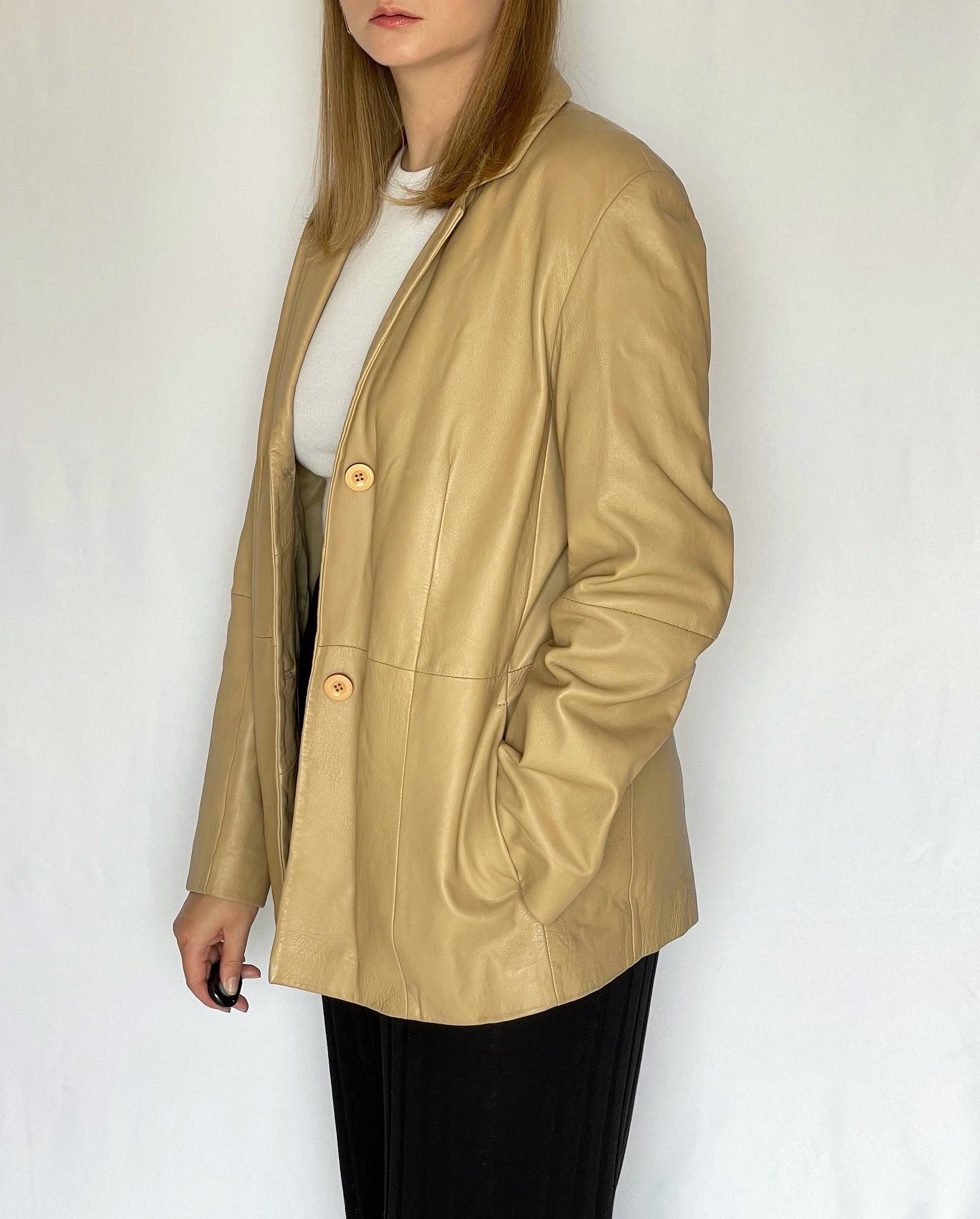 Vintage beige leather jacket