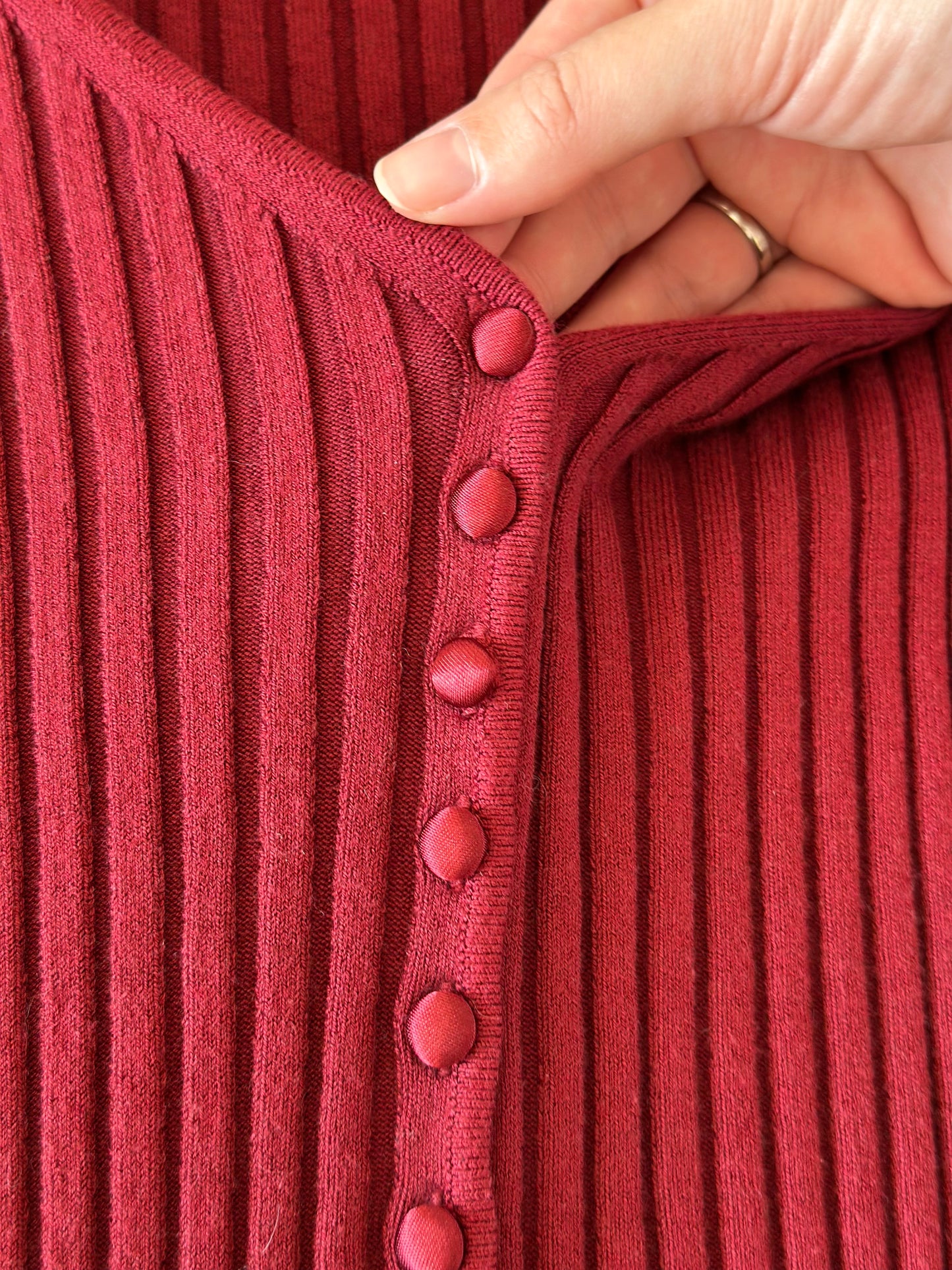 Vintage red ribbed cardigan