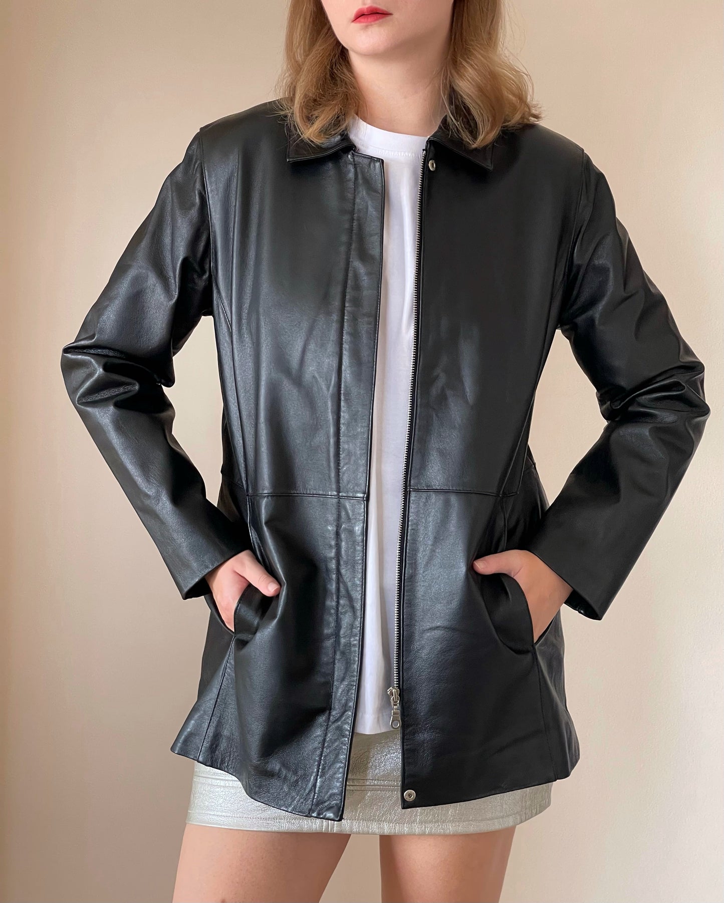 Stunning vintage minimalistic leather jacket