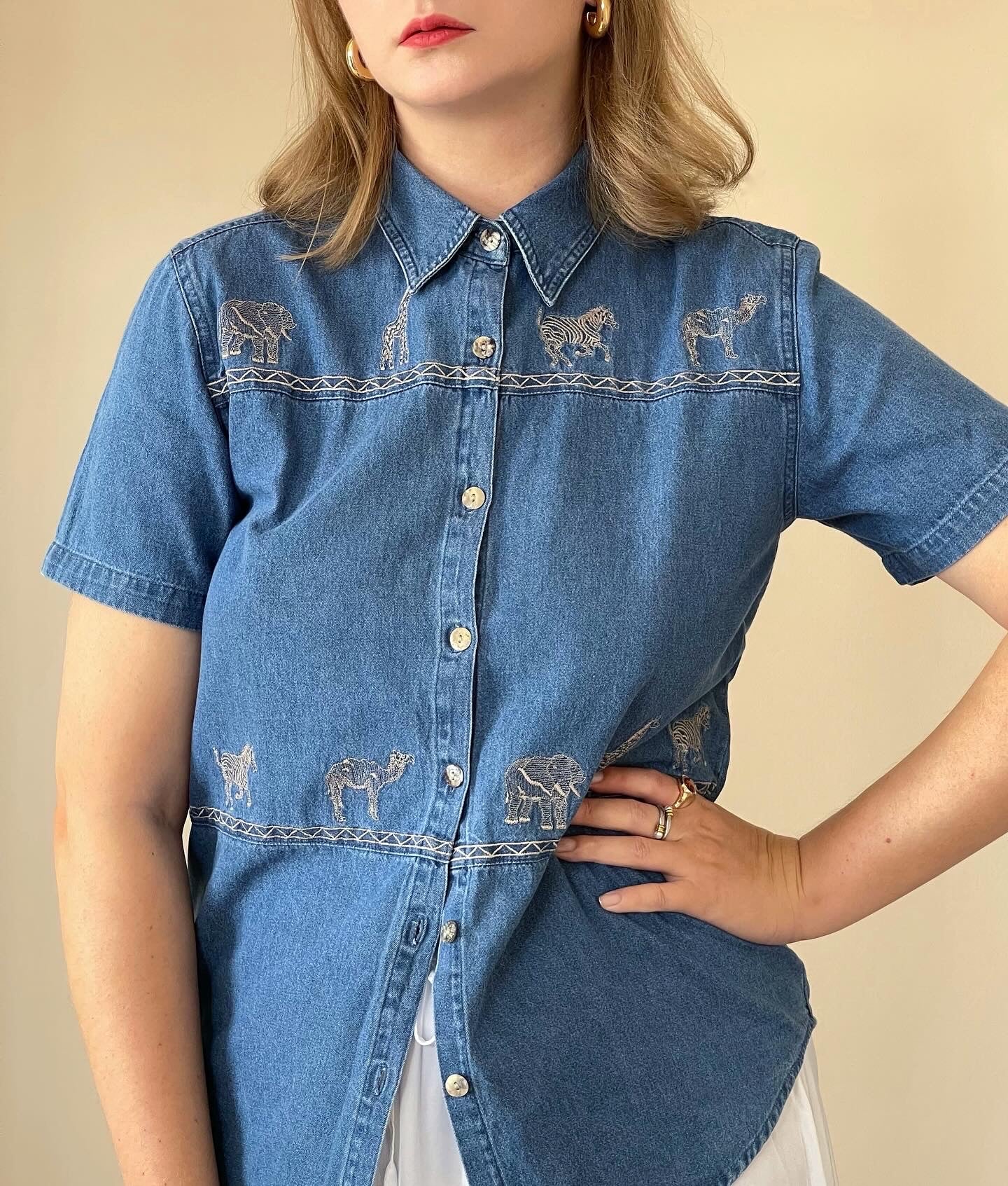 Beautiful unique vintage denim shirt