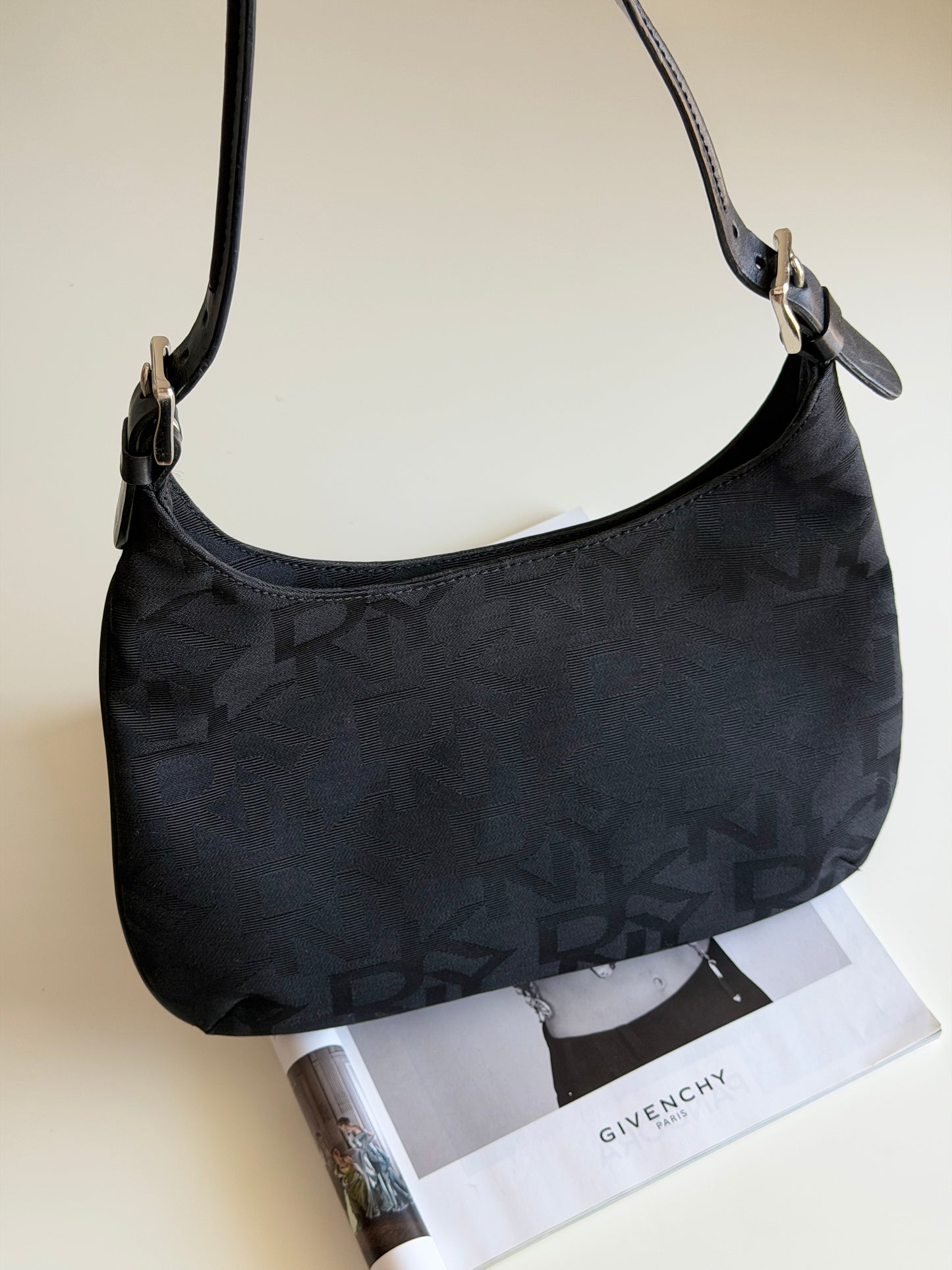 Vintage DKNY black monogram shoulder bag