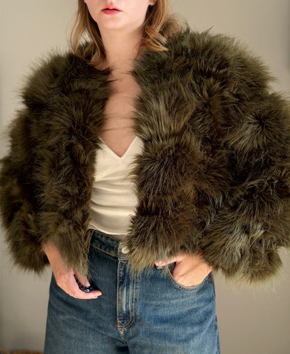 Luxurious faux fur green jacket