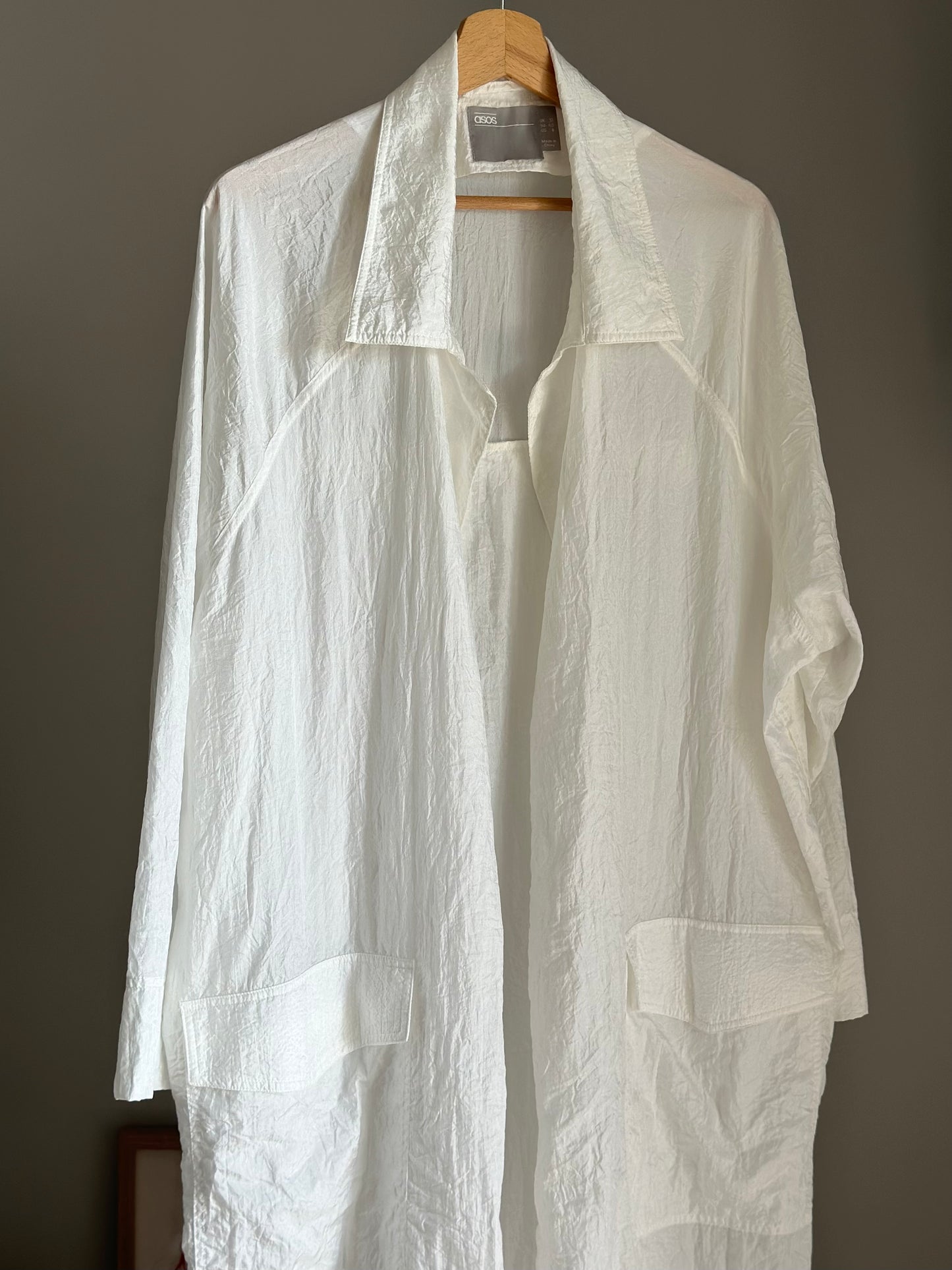 Lightweight oversized white duster coat